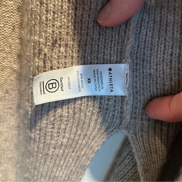 Athleta Spirit Wool Cashmere Open  Cardigan Wrap Duster XS Oatmeal Heath… - Picture 6 of 10